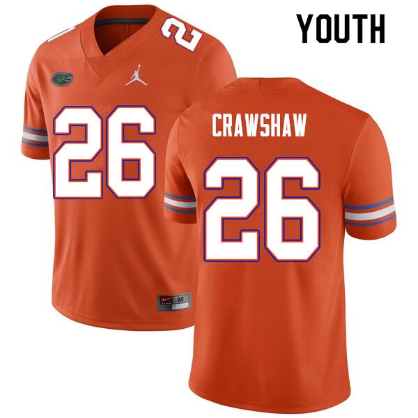 Youth #26 Jeremy Crawshaw Florida Gators College Football Jersey Orange